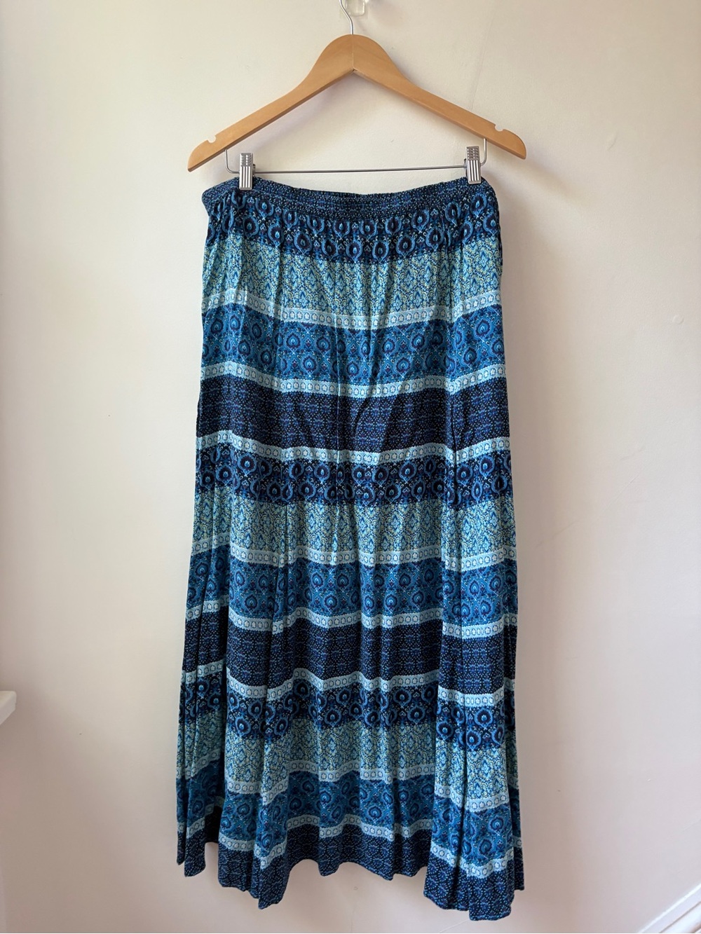 Lord & Taylor Blue Patterned Maxi Skirt - Picture 7 of 8